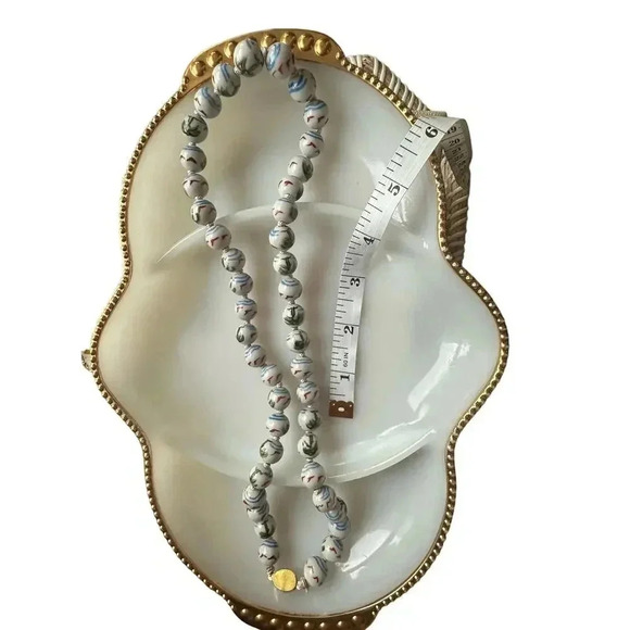 Vintage | Rare | Chinese porcelain hand painted necklace | palm trees & birds - Picture 2 of 15